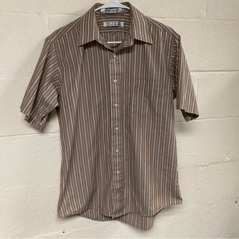 Van Heusen Men's Button Down Short Sleeve Dress Shirt Neck Size 16